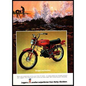 1972 Harley Davidson Leggero Motorcycle Vintage Print Ad Snorkelling Wall Art